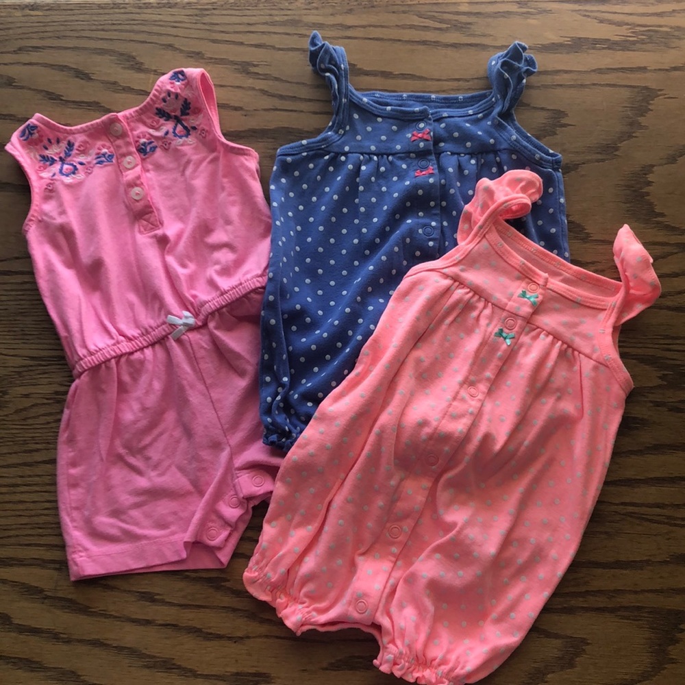 Free Shipping - Carter’s Baby Girl’s Snap-Up Rompers Bundle of 3